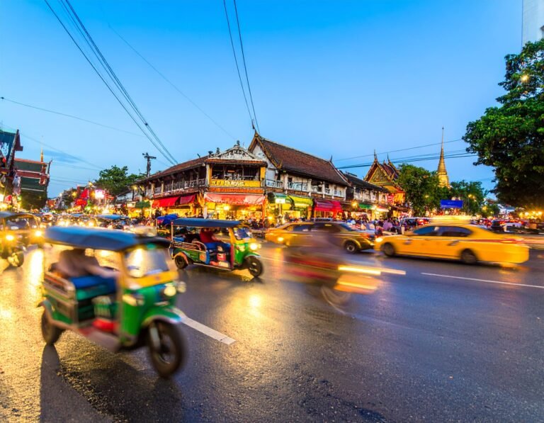 busy street traffic in bangkok